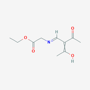 molecular formula C10H15NO4 B11738588 Ethyl 2-[(2-acetyl-3-hydroxybut-2-enylidene)amino]acetate 