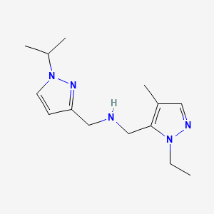 molecular formula C14H23N5 B11738606 [(1-ethyl-4-methyl-1H-pyrazol-5-yl)methyl]({[1-(propan-2-yl)-1H-pyrazol-3-yl]methyl})amine 