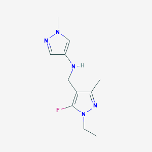 molecular formula C11H16FN5 B11738641 N-[(1-ethyl-5-fluoro-3-methyl-1H-pyrazol-4-yl)methyl]-1-methyl-1H-pyrazol-4-amine 