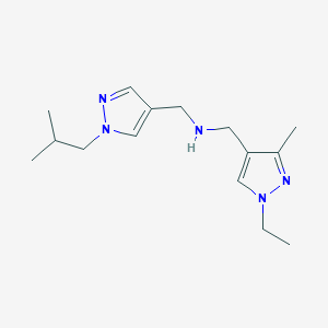 molecular formula C15H25N5 B11738681 [(1-ethyl-3-methyl-1H-pyrazol-4-yl)methyl]({[1-(2-methylpropyl)-1H-pyrazol-4-yl]methyl})amine 