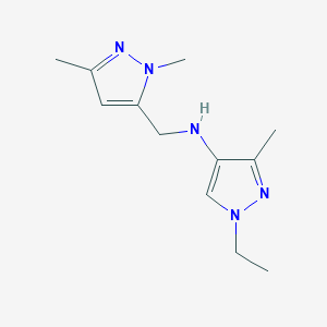 molecular formula C12H19N5 B11738712 N-[(1,3-dimethyl-1H-pyrazol-5-yl)methyl]-1-ethyl-3-methyl-1H-pyrazol-4-amine CAS No. 1856040-08-8