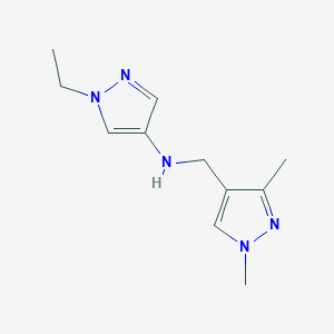 molecular formula C11H17N5 B11738716 N-[(1,3-Dimethyl-1H-pyrazol-4-YL)methyl]-1-ethyl-1H-pyrazol-4-amine 