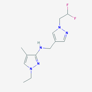 molecular formula C12H17F2N5 B11738739 N-{[1-(2,2-difluoroethyl)-1H-pyrazol-4-yl]methyl}-1-ethyl-4-methyl-1H-pyrazol-3-amine 