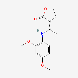 molecular formula C14H17NO4 B11738773 3-{1-[(2,4-Dimethoxyphenyl)amino]ethylidene}oxolan-2-one 