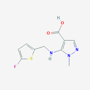 molecular formula C10H10FN3O2S B11738788 5-{[(5-fluorothiophen-2-yl)methyl]amino}-1-methyl-1H-pyrazole-4-carboxylic acid CAS No. 1856041-38-7