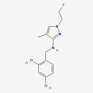 molecular formula C13H16FN3O2 B11738812 4-({[1-(2-fluoroethyl)-4-methyl-1H-pyrazol-3-yl]amino}methyl)benzene-1,3-diol 