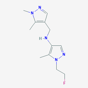 molecular formula C12H18FN5 B11738843 N-[(1,5-dimethyl-1H-pyrazol-4-yl)methyl]-1-(2-fluoroethyl)-5-methyl-1H-pyrazol-4-amine 