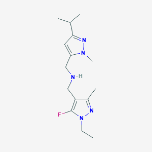 molecular formula C15H24FN5 B11738862 [(1-ethyl-5-fluoro-3-methyl-1H-pyrazol-4-yl)methyl]({[1-methyl-3-(propan-2-yl)-1H-pyrazol-5-yl]methyl})amine 