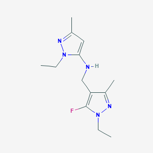 molecular formula C13H20FN5 B11738897 1-ethyl-N-[(1-ethyl-5-fluoro-3-methyl-1H-pyrazol-4-yl)methyl]-3-methyl-1H-pyrazol-5-amine 