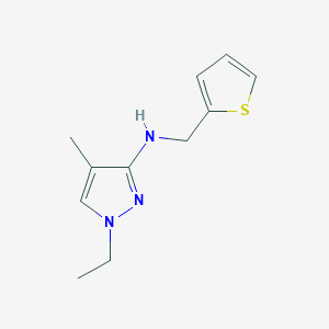 molecular formula C11H15N3S B11738938 1-ethyl-4-methyl-N-(thiophen-2-ylmethyl)-1H-pyrazol-3-amine 