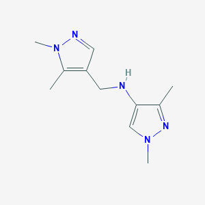 molecular formula C11H17N5 B11738947 N-[(1,5-Dimethyl-1H-pyrazol-4-YL)methyl]-1,3-dimethyl-1H-pyrazol-4-amine 