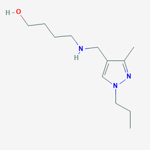 molecular formula C12H23N3O B11738955 4-{[(3-methyl-1-propyl-1H-pyrazol-4-yl)methyl]amino}butan-1-ol CAS No. 1856047-30-7