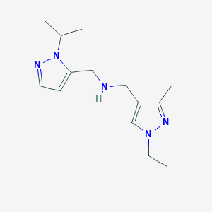 molecular formula C15H25N5 B11738961 [(3-methyl-1-propyl-1H-pyrazol-4-yl)methyl]({[1-(propan-2-yl)-1H-pyrazol-5-yl]methyl})amine 