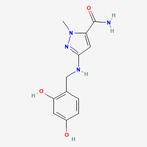 3-{[(2,4-dihydroxyphenyl)methyl]amino}-1-methyl-1H-pyrazole-5-carboxamide