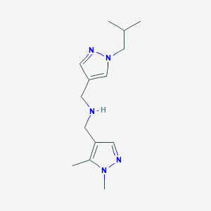 molecular formula C14H23N5 B11739005 [(1,5-dimethyl-1H-pyrazol-4-yl)methyl]({[1-(2-methylpropyl)-1H-pyrazol-4-yl]methyl})amine 