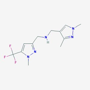 molecular formula C12H16F3N5 B11739048 [(1,3-dimethyl-1H-pyrazol-4-yl)methyl]({[1-methyl-5-(trifluoromethyl)-1H-pyrazol-3-yl]methyl})amine 