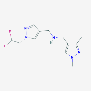 molecular formula C12H17F2N5 B11739070 {[1-(2,2-difluoroethyl)-1H-pyrazol-4-yl]methyl}[(1,3-dimethyl-1H-pyrazol-4-yl)methyl]amine 