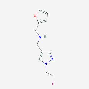 molecular formula C11H14FN3O B11739167 {[1-(2-fluoroethyl)-1H-pyrazol-4-yl]methyl}[(furan-2-yl)methyl]amine 