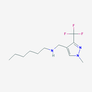 molecular formula C12H20F3N3 B11739221 hexyl({[1-methyl-3-(trifluoromethyl)-1H-pyrazol-4-yl]methyl})amine 