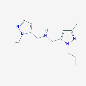 molecular formula C14H23N5 B11739243 [(1-ethyl-1H-pyrazol-5-yl)methyl][(3-methyl-1-propyl-1H-pyrazol-5-yl)methyl]amine 