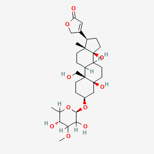 molecular formula C15H17NO2S B1173928 3-[(3S,5S,10R,13R,14S,17R)-3-[(2R,5R)-3,5-dihydroxy-4-methoxy-6-methyloxan-2-yl]oxy-5,14-dihydroxy-10-(hydroxymethyl)-13-methyl-2,3,4,6,7,8,9,11,12,15,16,17-dodecahydro-1H-cyclopenta[a]phenanthren-17-yl]-2H-furan-5-one CAS No. 15465-83-5
