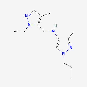 molecular formula C14H23N5 B11739286 N-[(1-ethyl-4-methyl-1H-pyrazol-5-yl)methyl]-3-methyl-1-propyl-1H-pyrazol-4-amine 