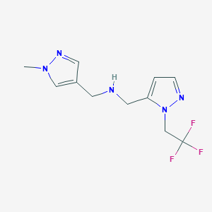 molecular formula C11H14F3N5 B11739338 [(1-methyl-1H-pyrazol-4-yl)methyl]({[1-(2,2,2-trifluoroethyl)-1H-pyrazol-5-yl]methyl})amine 