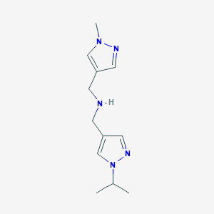 molecular formula C12H19N5 B11739369 [(1-methyl-1H-pyrazol-4-yl)methyl]({[1-(propan-2-yl)-1H-pyrazol-4-yl]methyl})amine 