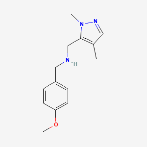 molecular formula C14H19N3O B11739382 [(1,4-dimethyl-1H-pyrazol-5-yl)methyl][(4-methoxyphenyl)methyl]amine 