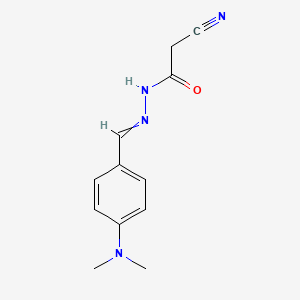 molecular formula C12H14N4O B11739388 2-cyano-N'-{[4-(dimethylamino)phenyl]methylidene}acetohydrazide 