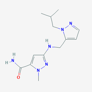 molecular formula C13H20N6O B11739401 1-methyl-3-({[1-(2-methylpropyl)-1H-pyrazol-5-yl]methyl}amino)-1H-pyrazole-5-carboxamide 