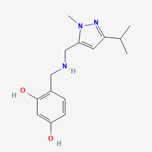 molecular formula C15H21N3O2 B11739441 4-[({[1-methyl-3-(propan-2-yl)-1H-pyrazol-5-yl]methyl}amino)methyl]benzene-1,3-diol 