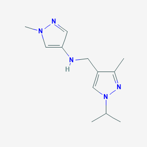 molecular formula C12H19N5 B11739470 1-methyl-N-{[3-methyl-1-(propan-2-yl)-1H-pyrazol-4-yl]methyl}-1H-pyrazol-4-amine 