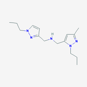 molecular formula C15H25N5 B11739550 [(3-methyl-1-propyl-1H-pyrazol-5-yl)methyl][(1-propyl-1H-pyrazol-3-yl)methyl]amine 