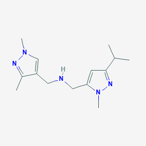 molecular formula C14H23N5 B11739554 [(1,3-dimethyl-1H-pyrazol-4-yl)methyl]({[1-methyl-3-(propan-2-yl)-1H-pyrazol-5-yl]methyl})amine 