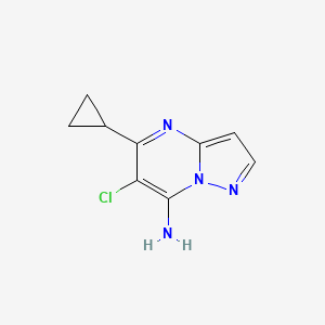 molecular formula C9H9ClN4 B11739593 6-Chloro-5-cyclopropylpyrazolo[1,5-a]pyrimidin-7-amine 