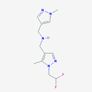 molecular formula C12H17F2N5 B11739610 {[1-(2,2-difluoroethyl)-5-methyl-1H-pyrazol-4-yl]methyl}[(1-methyl-1H-pyrazol-4-yl)methyl]amine CAS No. 1856019-51-6