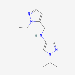 molecular formula C12H19N5 B11739625 N-[(1-ethyl-1H-pyrazol-5-yl)methyl]-1-(propan-2-yl)-1H-pyrazol-4-amine 