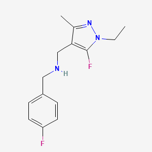 molecular formula C14H17F2N3 B11739637 [(1-ethyl-5-fluoro-3-methyl-1H-pyrazol-4-yl)methyl][(4-fluorophenyl)methyl]amine 