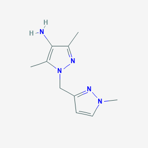 molecular formula C10H15N5 B11739685 3,5-dimethyl-1-[(1-methyl-1H-pyrazol-3-yl)methyl]-1H-pyrazol-4-amine 