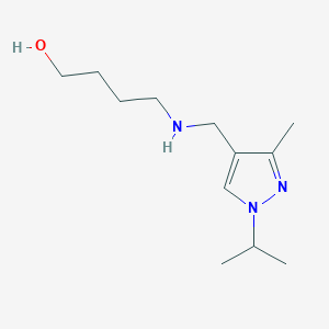 molecular formula C12H23N3O B11739703 4-({[3-methyl-1-(propan-2-yl)-1H-pyrazol-4-yl]methyl}amino)butan-1-ol 