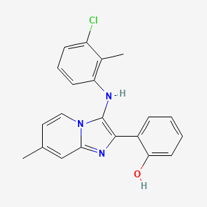 2-[3-(3-Chloro-2-methylanilino)-7-methylimidazo[1,2-a]pyridin-2-yl]phenol