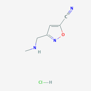 molecular formula C6H8ClN3O B11739771 3-[(Methylamino)methyl]-1,2-oxazole-5-carbonitrile hydrochloride 