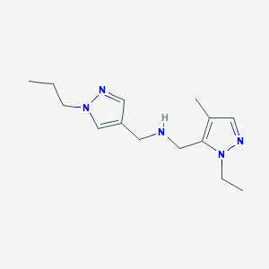 molecular formula C14H23N5 B11739828 [(1-ethyl-4-methyl-1H-pyrazol-5-yl)methyl][(1-propyl-1H-pyrazol-4-yl)methyl]amine 