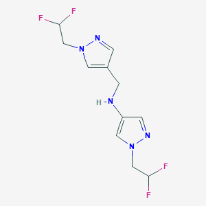 molecular formula C11H13F4N5 B11739844 1-(2,2-difluoroethyl)-N-{[1-(2,2-difluoroethyl)-1H-pyrazol-4-yl]methyl}-1H-pyrazol-4-amine CAS No. 1856046-75-7