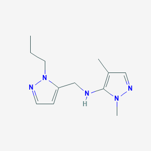 molecular formula C12H19N5 B11739865 1,4-dimethyl-N-[(1-propyl-1H-pyrazol-5-yl)methyl]-1H-pyrazol-5-amine 