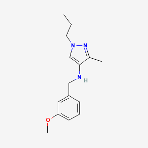 molecular formula C15H21N3O B11739939 N-[(3-methoxyphenyl)methyl]-3-methyl-1-propyl-1H-pyrazol-4-amine 