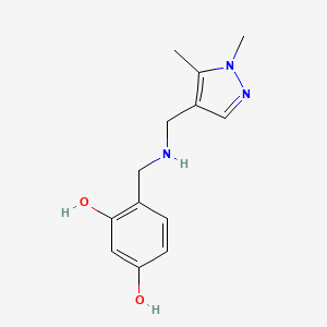 molecular formula C13H17N3O2 B11739954 4-({[(1,5-Dimethyl-1H-pyrazol-4-YL)methyl]amino}methyl)benzene-1,3-diol 