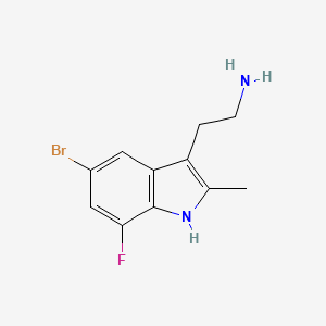 molecular formula C11H12BrFN2 B11740035 2-(5-bromo-7-fluoro-2-methyl-1H-indol-3-yl)ethanamine 