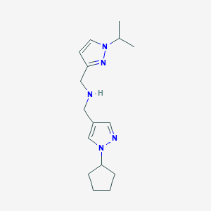 molecular formula C16H25N5 B11740045 [(1-cyclopentyl-1H-pyrazol-4-yl)methyl]({[1-(propan-2-yl)-1H-pyrazol-3-yl]methyl})amine 